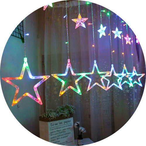 Guirnalda Cascada Estrella Multicolor 138 Led 3mts Navidad