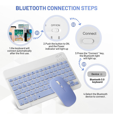 Kit Teclado + Mouse Para iPad Tablet Celular Pc Bluetooth