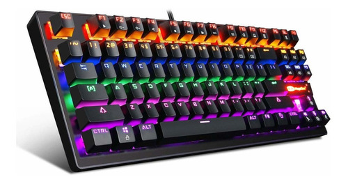 Mechanical Keyboard 87 Keys Small Compact Multicolour Led