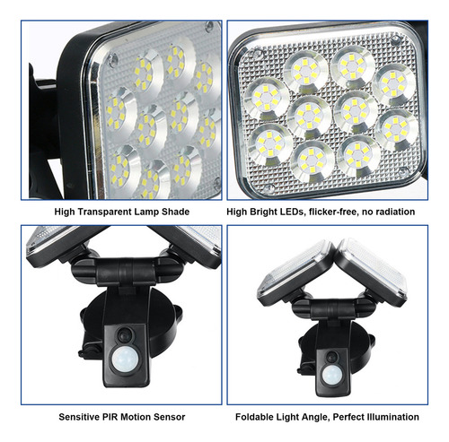 Luz Solar De 100 Led: Sensor De Movimiento, 3 Modos, Ip65, 1