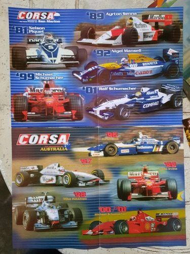 Lote De Posters Formula 1 Antiguos Con Ficha Técnica Corsa
