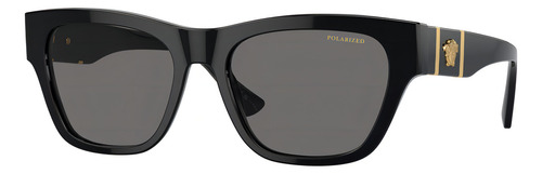Gafas De Sol Polarizados Versace Ve4457 L, Color Negro Con Marco De Acetato, Lente De Cr39 Estandar - Ve4457