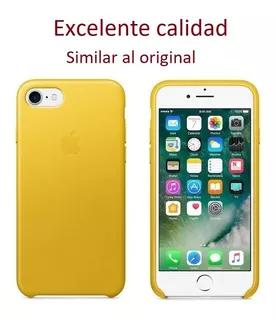 Funda Para iPhone 8 Pluss Leather Case Amarillo Tip Original