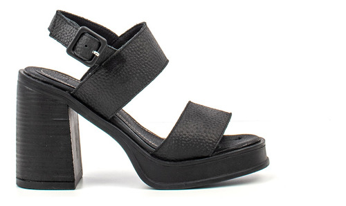 Sandalias  Lucia Febrero Taco Cuero Vacuno Negro