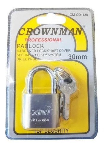 Candado Seguridad 30mm Acero Crownman