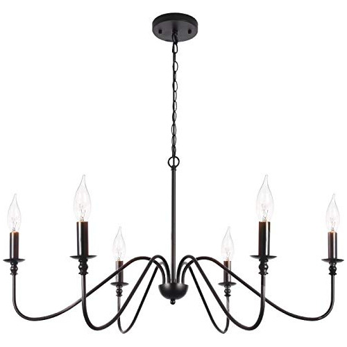 Candelabro Negro 6 Luz Lampara Colgante Techo Vela Clasica