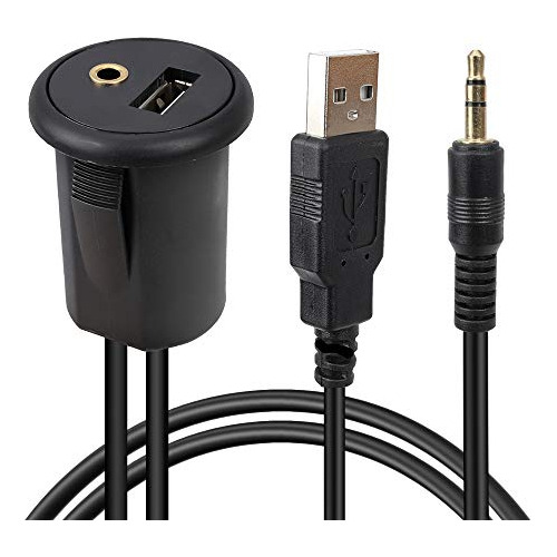 Cable De Montaje Empotrado Usb + 3,5 Mm Aux Panel De Ex...