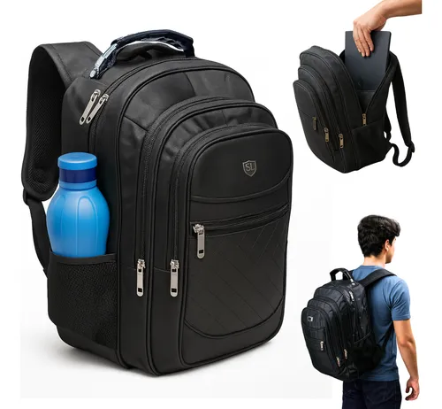 Mochila Masculina Impermeável Reforçada Aço Escola Notebook Preto...