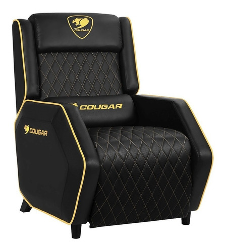 Imagen 2 de 4 de Silla de escritorio Cougar Ranger gamer negra y amarilla con tapizado de cuero sintético