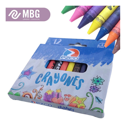 Imagen 5 de 7 de Crayones De Cera X 12 Unidades Ezco lavables