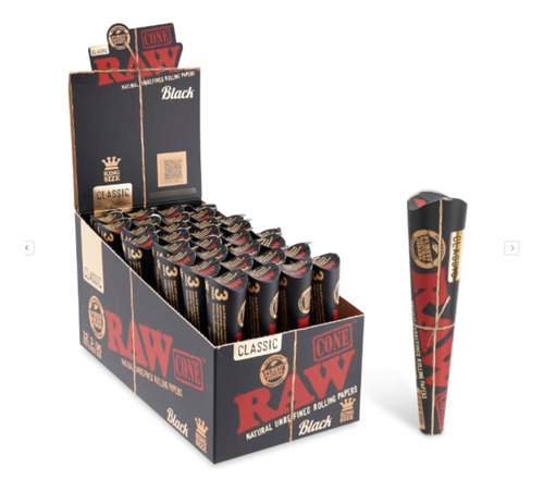 Seda Raw Cone Classic Black King Size Com 32x3 Por Caixa