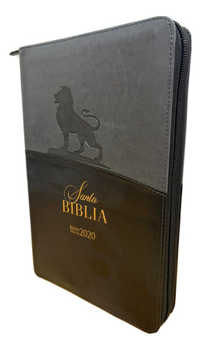 Biblia Rvr2020 Letra Grande Imitacion Piel Leon Negro Cierre
