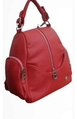 Cartera Mochila Good Company 2107 Colorada Rojo Lisa Níquel Rojo