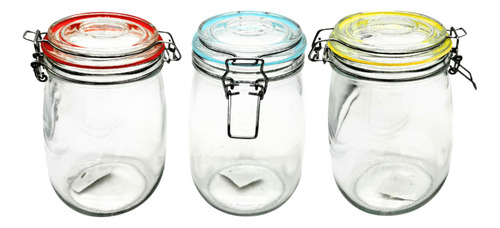 Set 8 Frascos De Vidrio Hermético Contenedor Con Clip 1lt