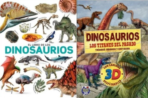 Oferta 2 Libros Enciclopedias Dinosaurios Color - Tapa Dura