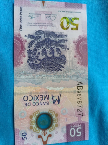 Billete Cien Pesos Ajolotito A B 9678727 Triple 7 Suerte (Usado)