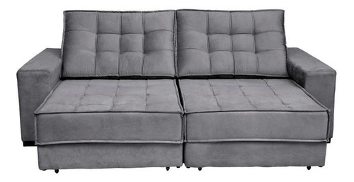 Sofá Retrátil Reclinável 5 Lugares Coliseu 2,90m Suede Cinza