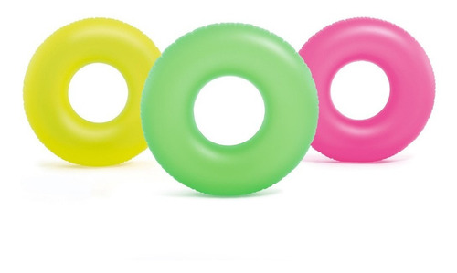 Flotador Dona Salvavidas Llanta Neon Inflable Alberca 91 Cm Color Amarillo