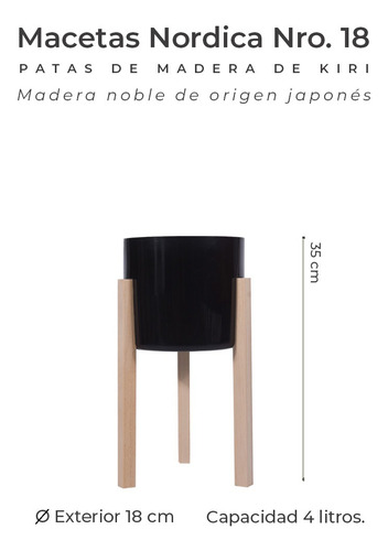 Porta Macetas Nórdicos Macetas Modernas Pie Madera X 3 Eggys Negro Alto