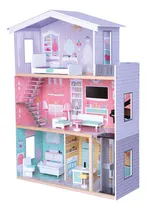 Comprar Kids House casa de muñecas de madera Isabella casa de Juguete para niñas, incluye 10 muebles y accesorios multicolor casa de madera grande ideal para muñecas grandes