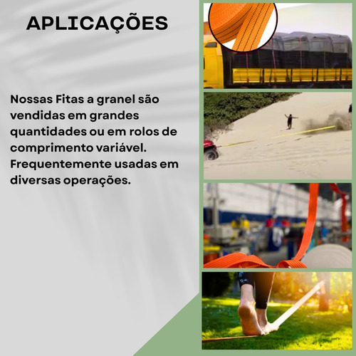 Fita Cinta Poliéster De Alta Resistência Carga 3 Toneladas 50mm De Largura 50 Metros De Comprimento Caminhão Amarração Cor Laranja Reposição Sl7
