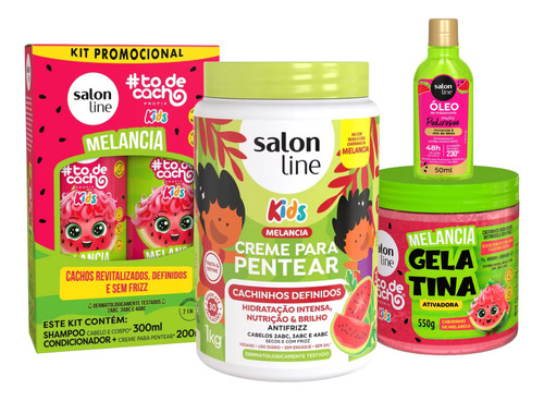 Melancia Salon Line Kit Cachos Definidos Kids Com 4 Produtos