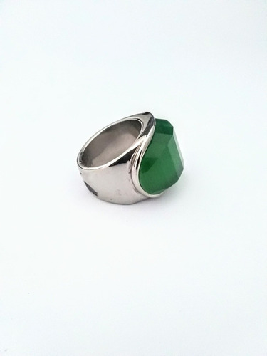 Anillo Verde Talle 7 Acero Quirúrgico 