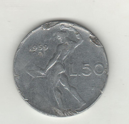 Italia Moneda De 50 Liras Año 1959 Km 95.1 - Vf-