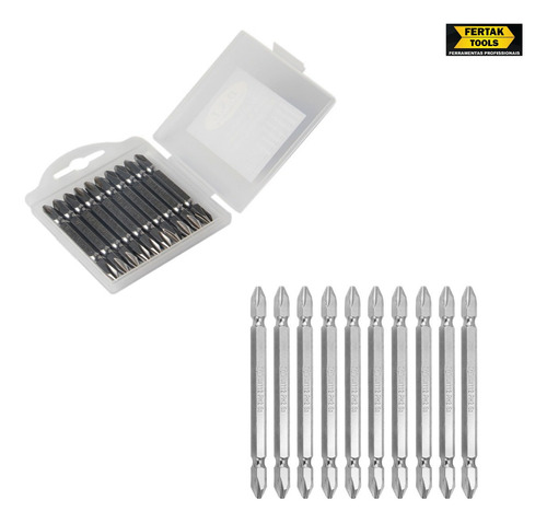 Kit De Bits Ponteiras 65mm Ph02 Duplo 10 Peças De Aço Cromo