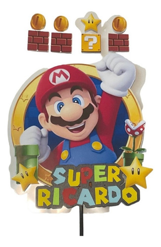 Topper Para Pastel  Mario  (personalizable)