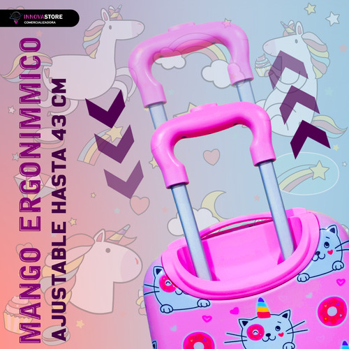 Maleta Carry On Infantil Viaje Cabina Ruedas Animada 16 Pul