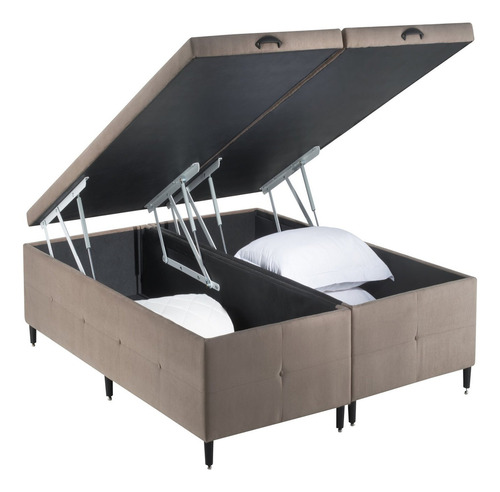 Base cama box Sono Design Sono Design de king cor marrom em camurça