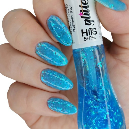 Esmalte Hits Glitter Blueberry Jelly 8ml Efeito Gelatina