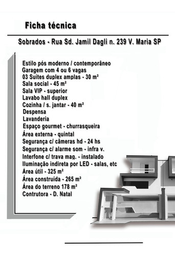 Imagem 14 de 14 de Sobrado Novo, Pós Moderno, 3 Suítes , Garagem 6 Carros...