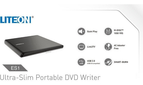 Imagen 4 de 5 de Grabadora De Dvd Externa Lite On Lectora Usb Slim 8x Black