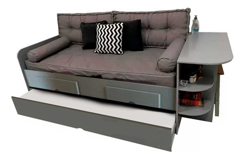 Cama Infantil Elza Com Escrivaninha E Cama Auxiliar 100%mdf Grafite