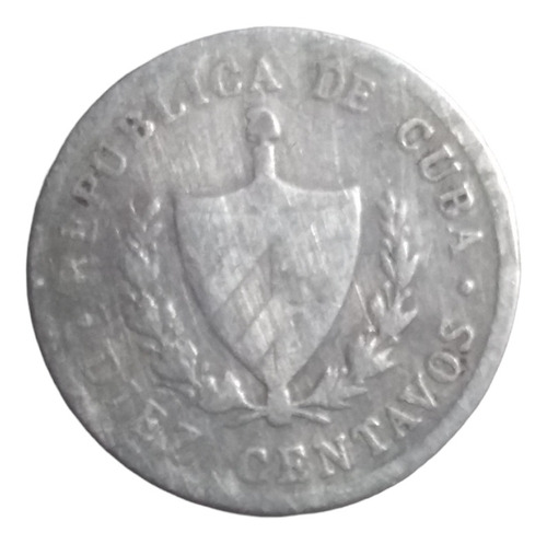 Moneda Plata 900 Año 1915 República De C U B A 10 Centavos 