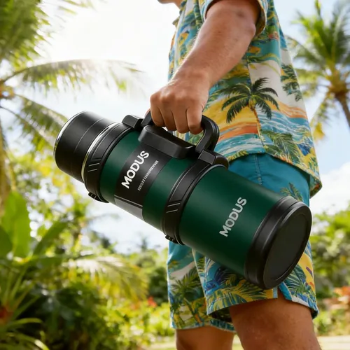 Modus Garrafa Térmica Inox 2,4l Alça Dobrável Acampamento Verde-escuro