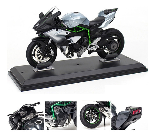 Kawasaki Ninja H2r Miniatura Metal Moto Con Base Expositora
