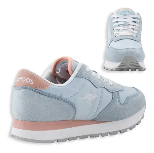 Tenis Kangaroos Dama Azul Detalles Rosa Originales Msi