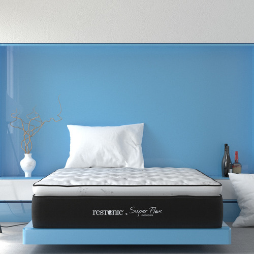 Colchón Queen Size Restonic One Flex + 2 Almohadas Blancas