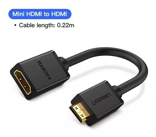 UGREEN Adaptador mini HDMI con cable HDMI, adaptador de cable Mini HDMI a  HDMI hembra 4K compatible con Raspberry Pi Zero W, cámara DSLR,  videocámara