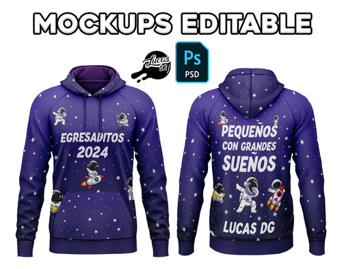 Mockups Editable Psd - Buzo Canguro - Egresados