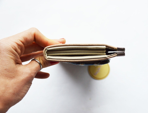 Billetera Con Monedero Beige Y Jean Marca Nayla Pop Nueva !