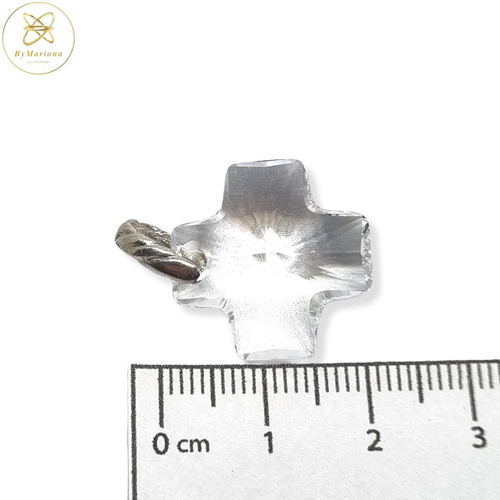 Imagen 6 de 7 de Dije Plata Cristal Swa Cruz Transparente 20mm