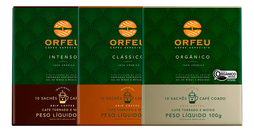 Café Orfeu Drip Coffee 3 Sabores - 30 Sachês