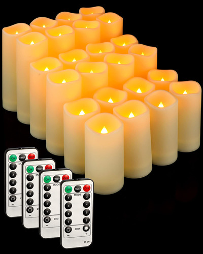 24 Velas Led Impermeables Con 4 Controles Remotos Y Temporiz