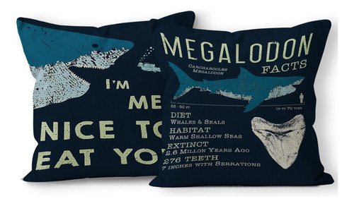 Funny Megalodon Facts Fundas De Almohada De Tiburón, 18.0 X 