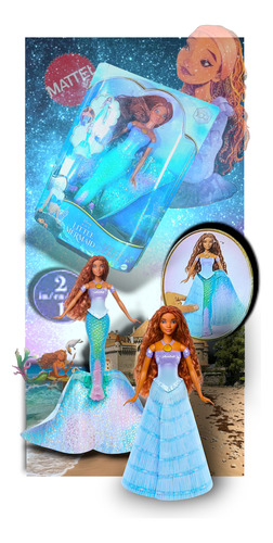 Muñeca Disney La Sirenita Transforming Ariel 2/1 Mattel 2023