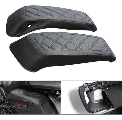 Funda Para Tapa Alforja Motocicleta Costura Diamante Azul 2